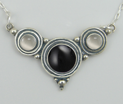 Sterling Silver Gemstone Necklace With Black Onyx